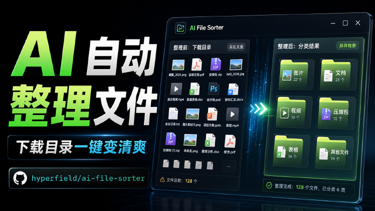 AI File Sorter 开源 AI 文件整理工具 自动分类和重命名混乱文件夹