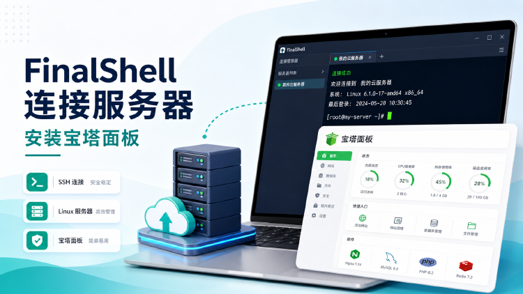 使用 FinalShell 远程连接服务器并安装宝塔 Linux 面板